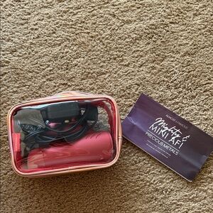 Almost Famous Clear Cosmetic Bag with Scarlet Mini Foldable Travel Hair Dryer